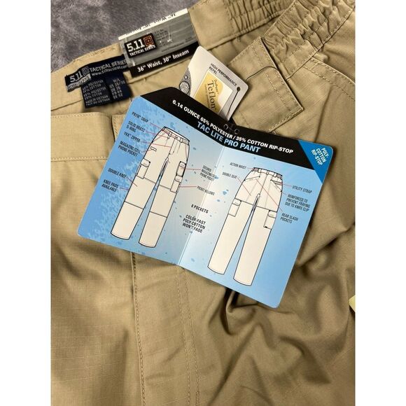 NEW 5.11 Men's TACLITE Pro Tactical Pants Style 74273 36x30 TDU Khaki NWT - Picture 7 of 14